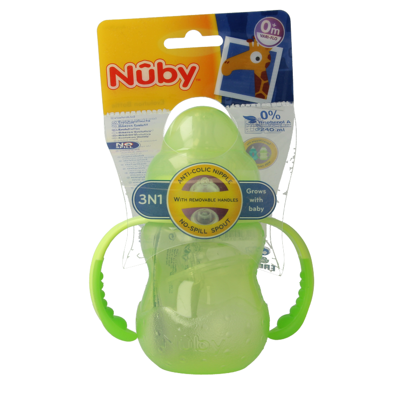 Nuby Trainingsfles anti lekspeen en anti lektuit 0+ 1 Stuks