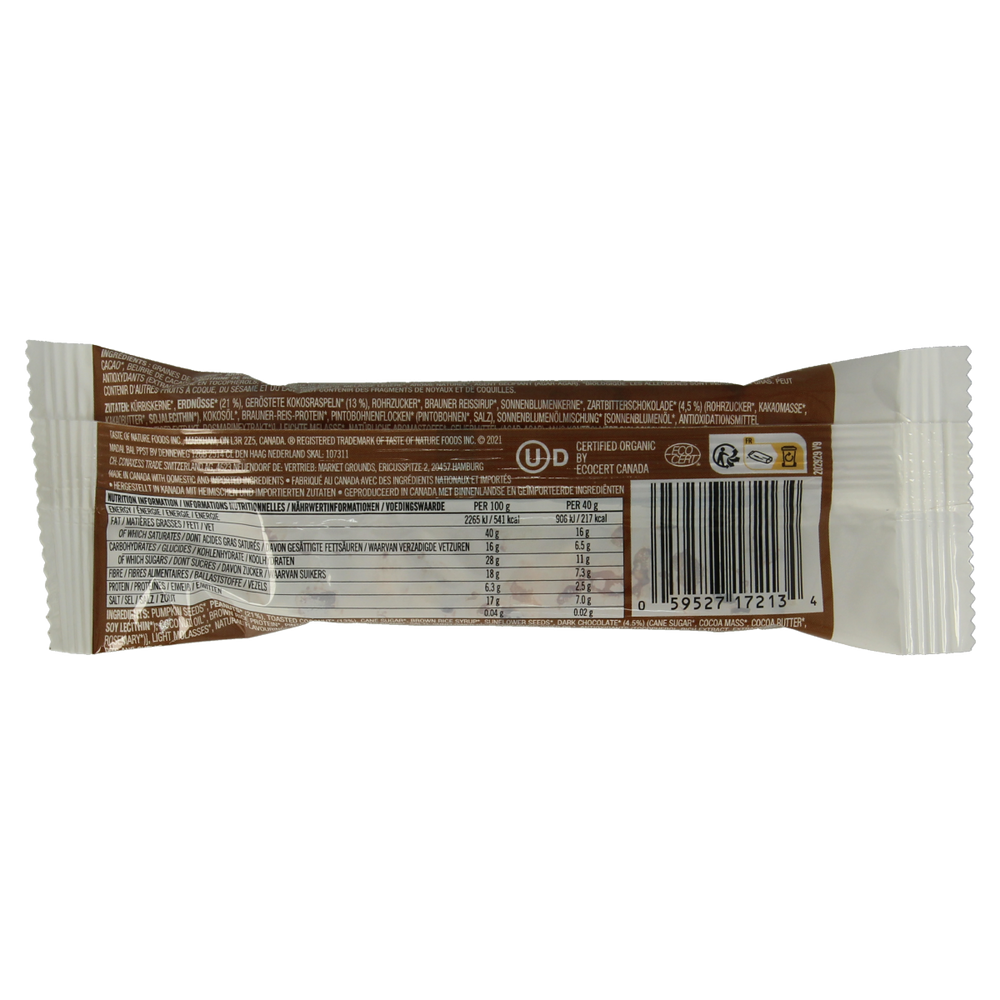 Taste Of Nature Dark chocolate coconut bio 40.00 Gram