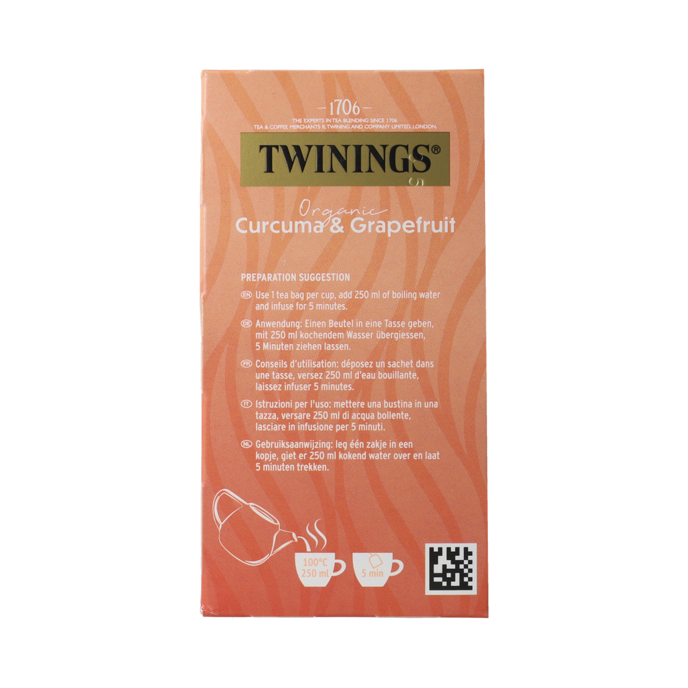 Twinings Curcuma & grapefruit bio 20.00 Zakjes