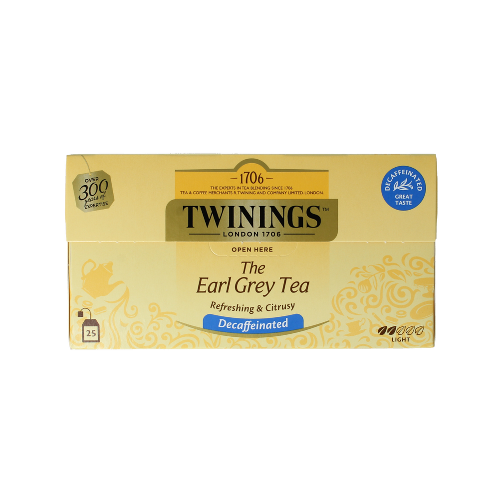 Twinings Earl grey decaf envelop zwart 25.00 Zakjes