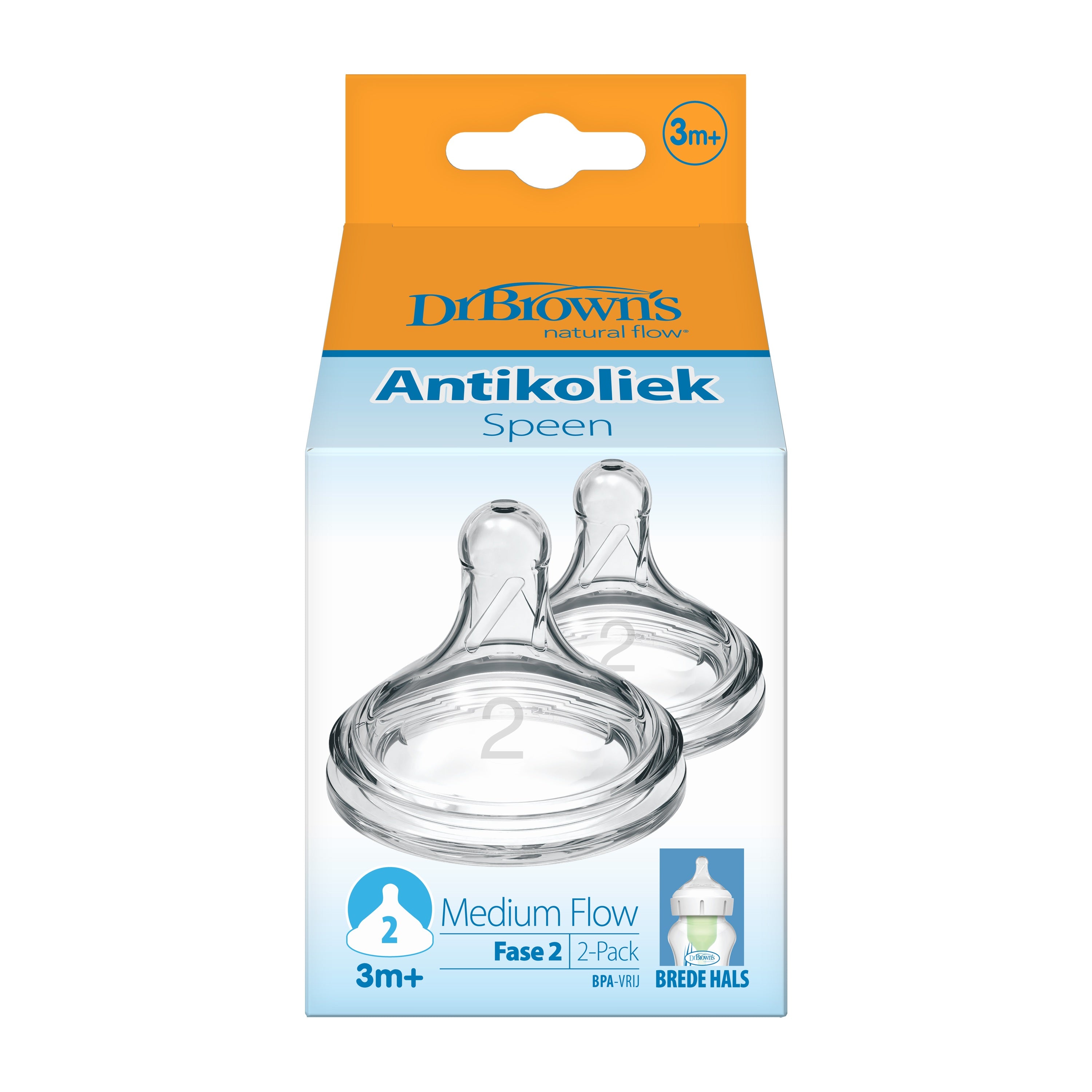 Dr. Brown's Options+ speen fase 2 brede halsfles 2 Stuks