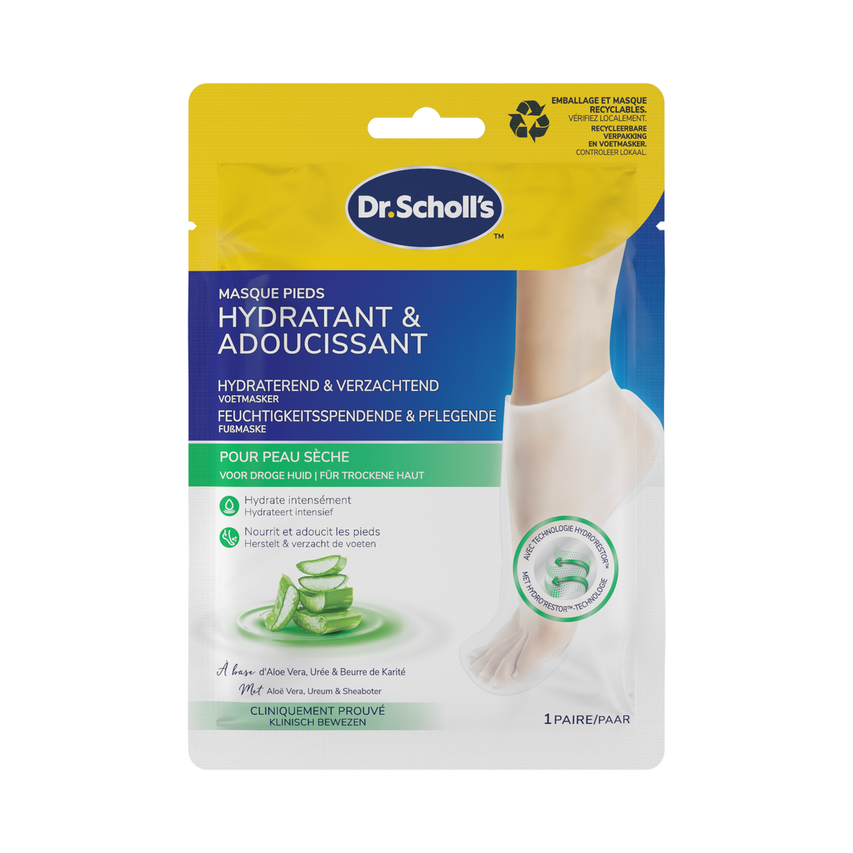 Dr. Scholl's Voetmasker hydra & verzachtend aloe vera 1.00 Paar
