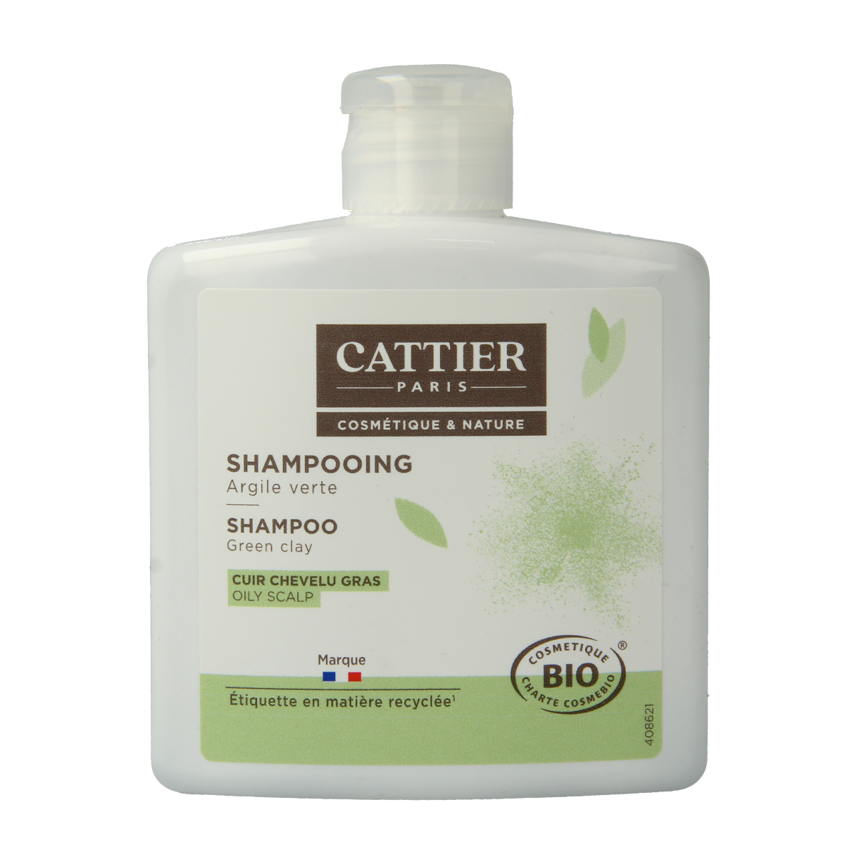 Cattier Shampoo vet haar groene klei 250.00 Milliliter