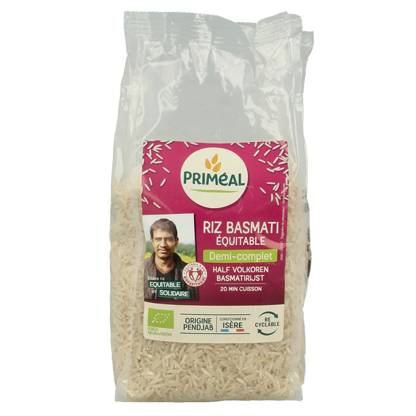 Primeal Halfvolkoren basmati rijst bio 500.00 Gram