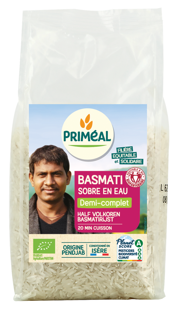 Primeal Halfvolkoren basmati rijst bio 1.00 Kilogram