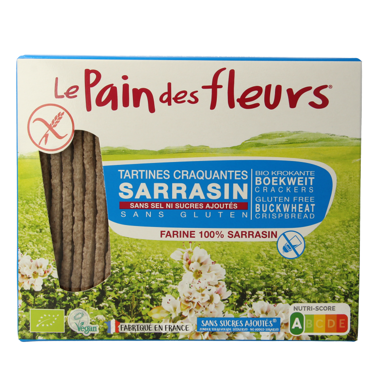 Pain Des Fleurs Boekweit crackers zonder zout en suiker bio 150 Gram