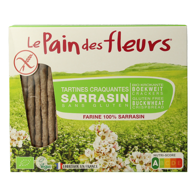 Pain Des Fleurs Krokante crackers boekweit glutenvrij bio 150 Gram