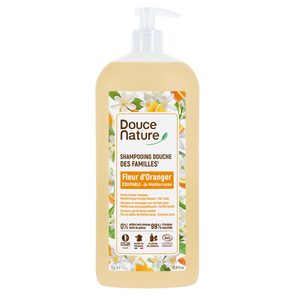 Douce Nature Douchegel & shampoo familie oranjebloesem bio 1.00 Liter