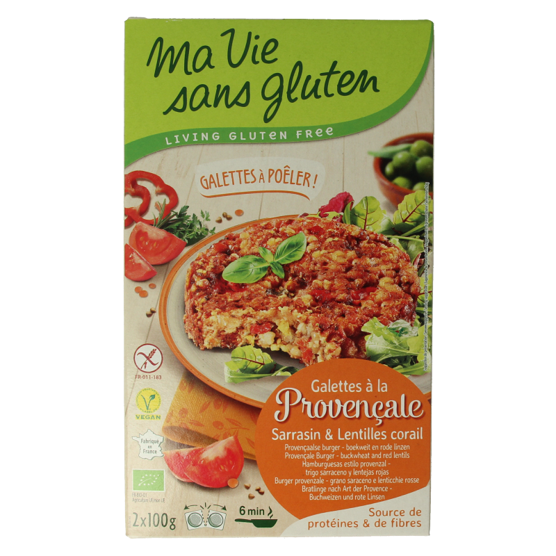 Ma Vie Sans Provencaalse burgers 2 x 100g glutenvrij vegan bio 2 Stuks