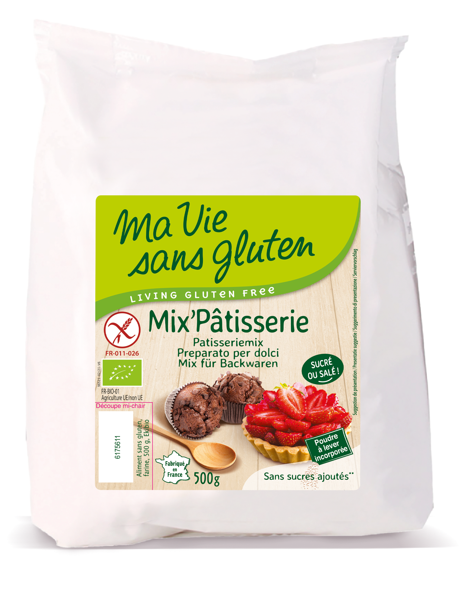 Ma Vie Sans Gebak patisseriemix glutenvrij bio 500.00 Gram