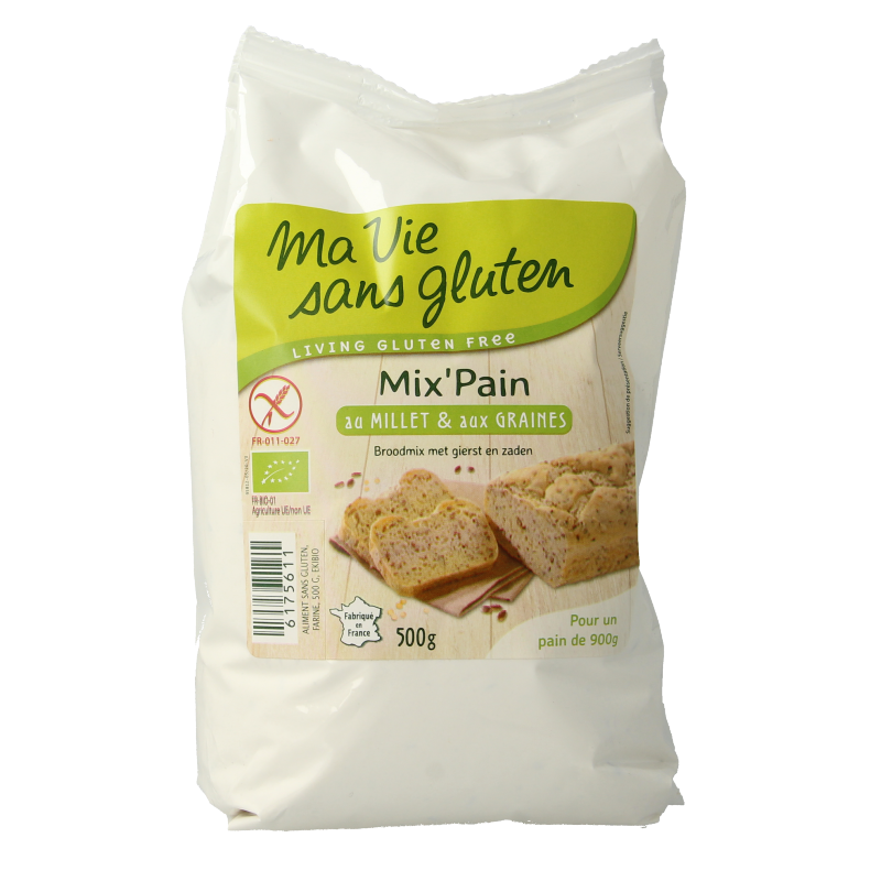 Ma Vie Sans Broodmeel met gierst en zaden glutenvrij bio 500 Gram