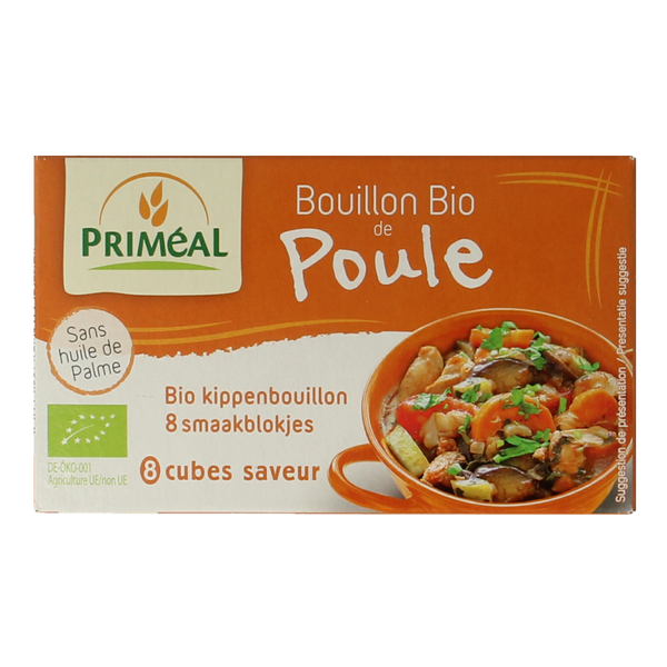 Primeal Kippenbouillon blokjes 10 gram bio 8.00 Stuks