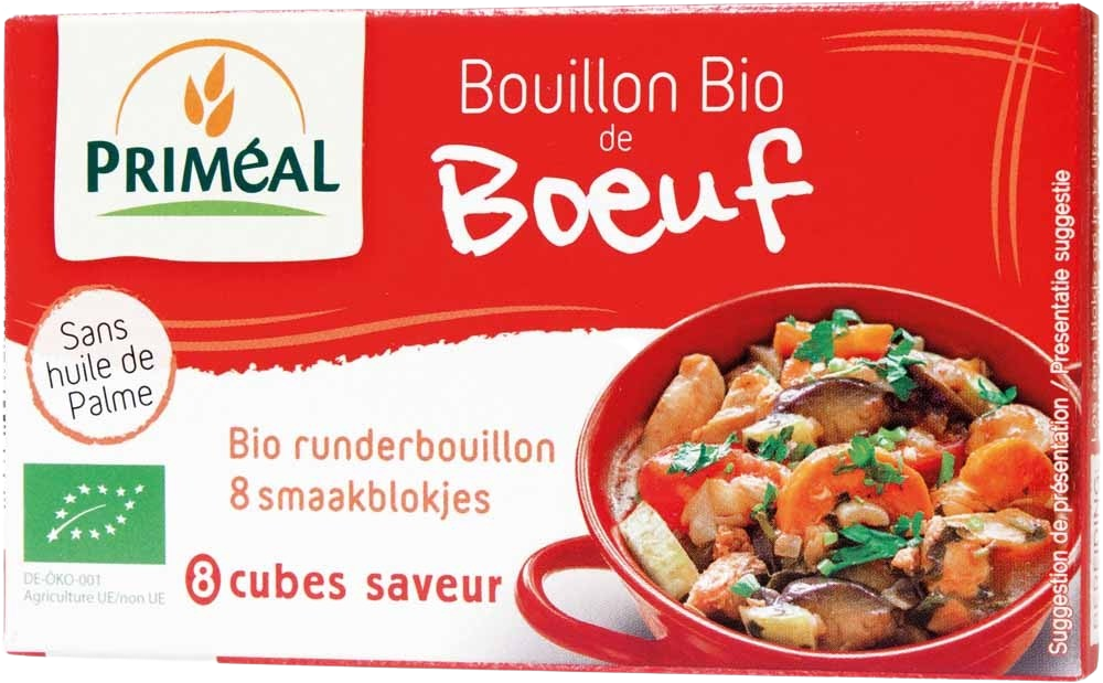 Primeal Runderbouillon blokjes 10 gram bio 8 Stuks