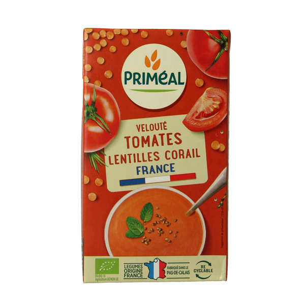 Primeal Veloute gebonden soep tomaat linzen bio 1.00 Liter
