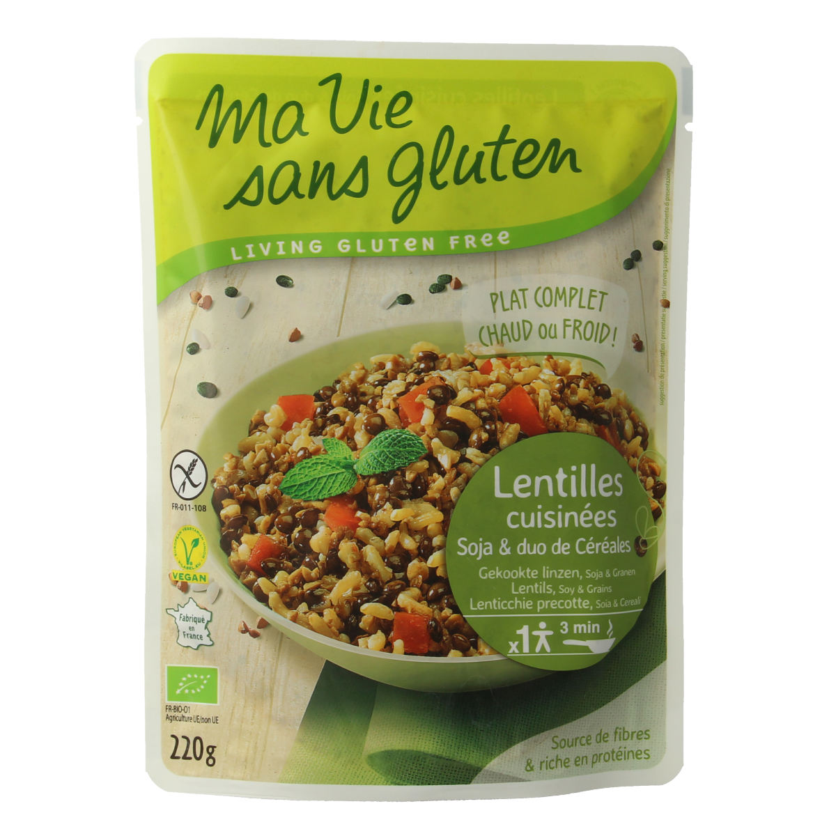 Ma Vie Sans Gekookte linzen soja & granenduo glutenvrij bio 220.00 Gram