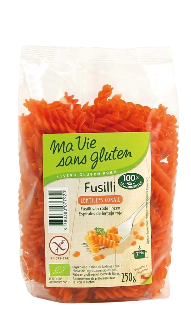 Ma Vie Sans Fusilli van rode linzen glutenvrij bio 250 Gram