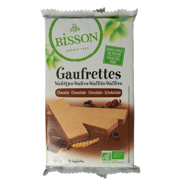 Bisson Chocolade wafels gaufrettes bio 190.00 Gram