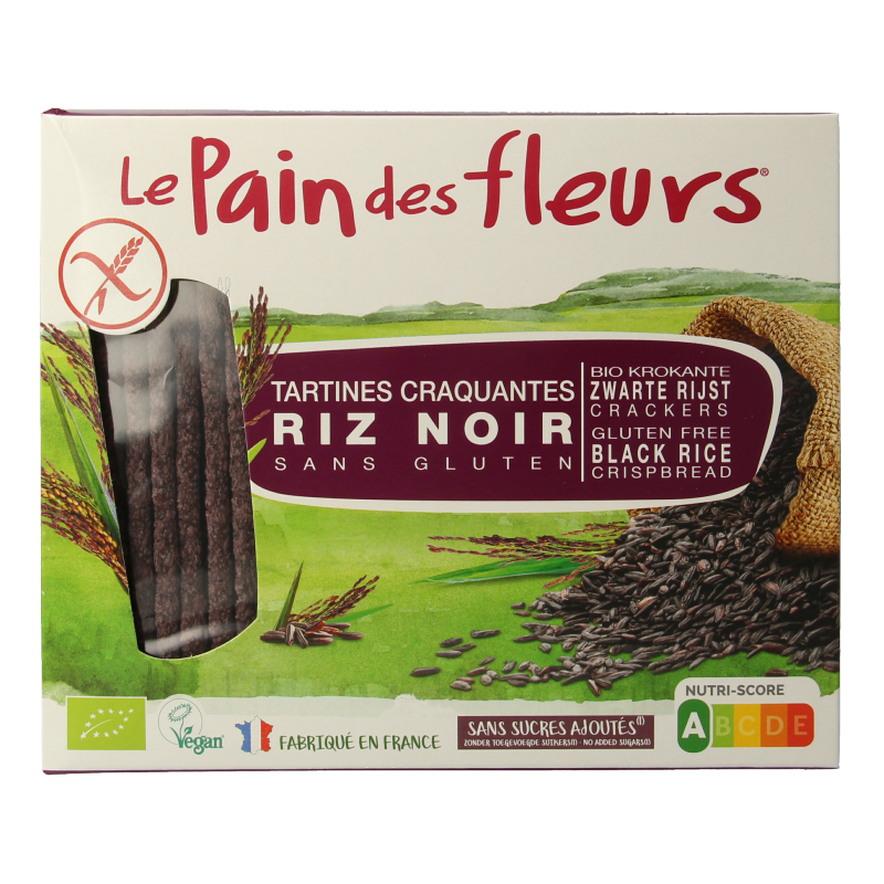 Pain Des Fleurs Zwarte rijst crackers bio 150 Gram