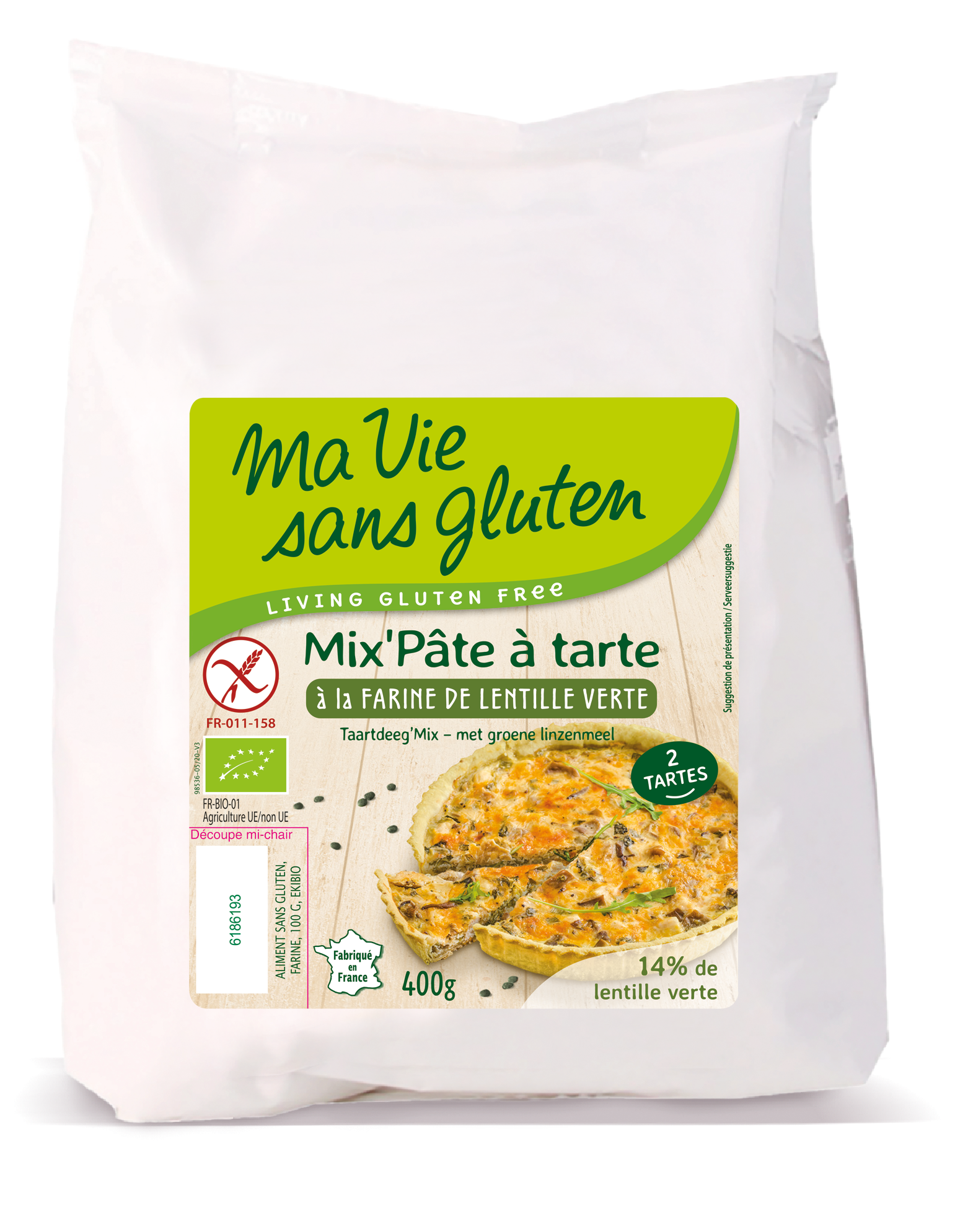 Ma Vie Sans Taartdeegmix zoet en hartig glutenvrij bio 400.00 Gram