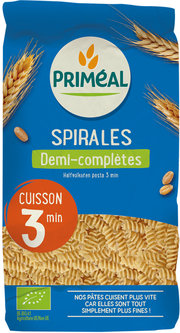 Primeal Halfvolkoren spiralen snelkook 3 minuten bio 500.00 Gram