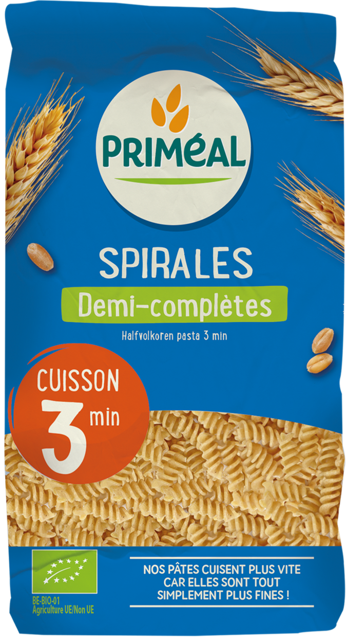 Primeal Halfvolkoren spiralen snelkook 3 minuten bio 500 Gram