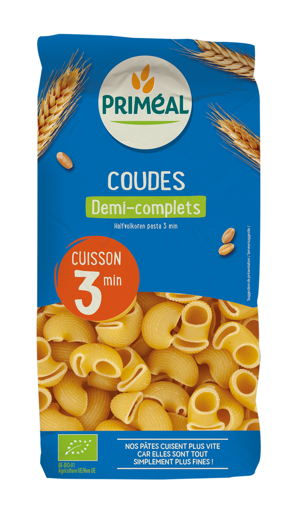 Primeal Coudes halfvolkoren snelkook 3 minuten bio 500.00 Gram