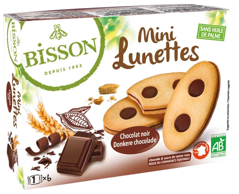 Bisson Gevulde chocoladekoekjes mini lunettes bio 175 Gram