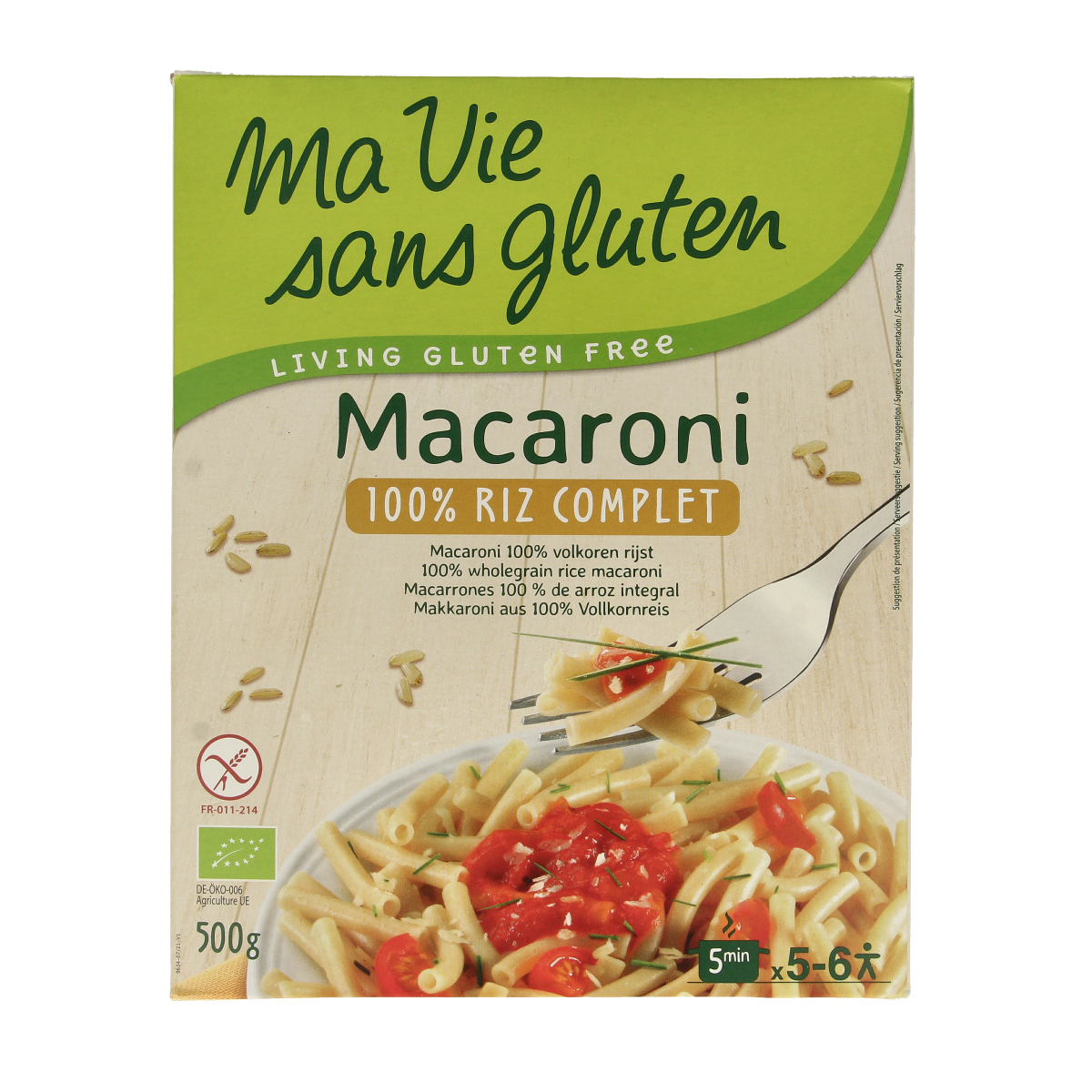 Ma Vie Sans Macaroni van volkoren rijst glutenvrij bio 500.00 Gram