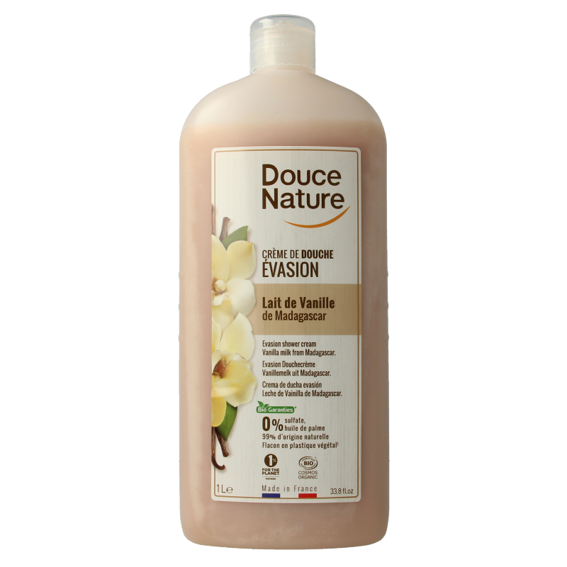 Douce Nature Douchecreme evasion vanillemelk uit Madagaskar bio 1 Liter