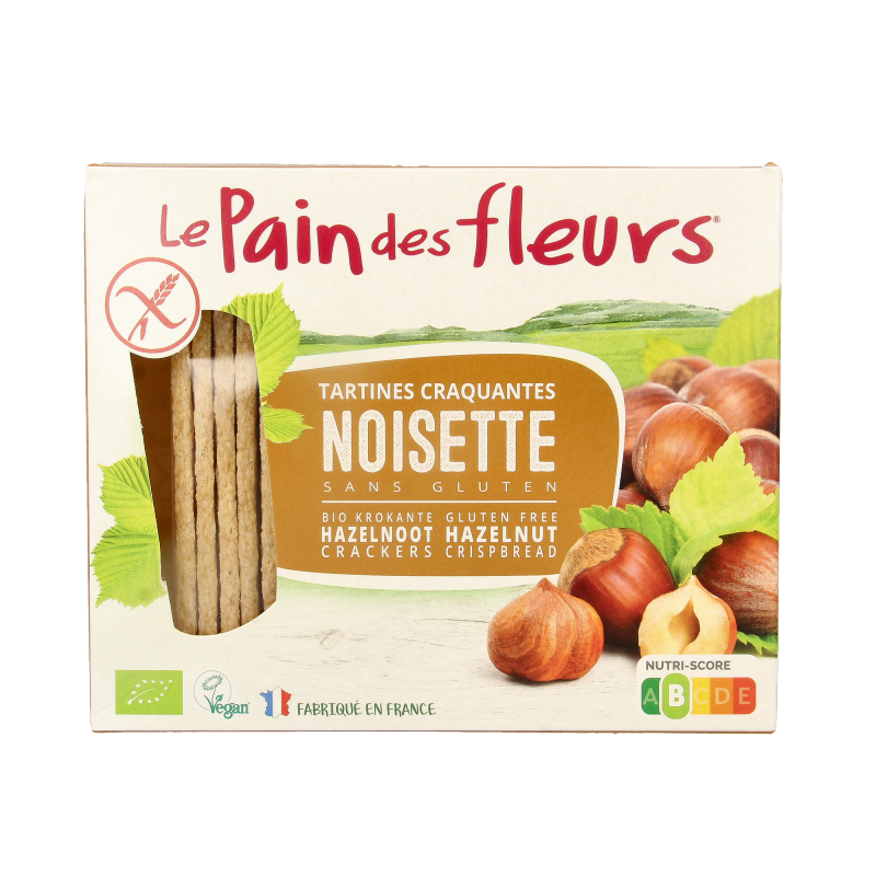 Pain Des Fleurs Krokante bio crackers met hazelnoot glutenvrij 150 Gram