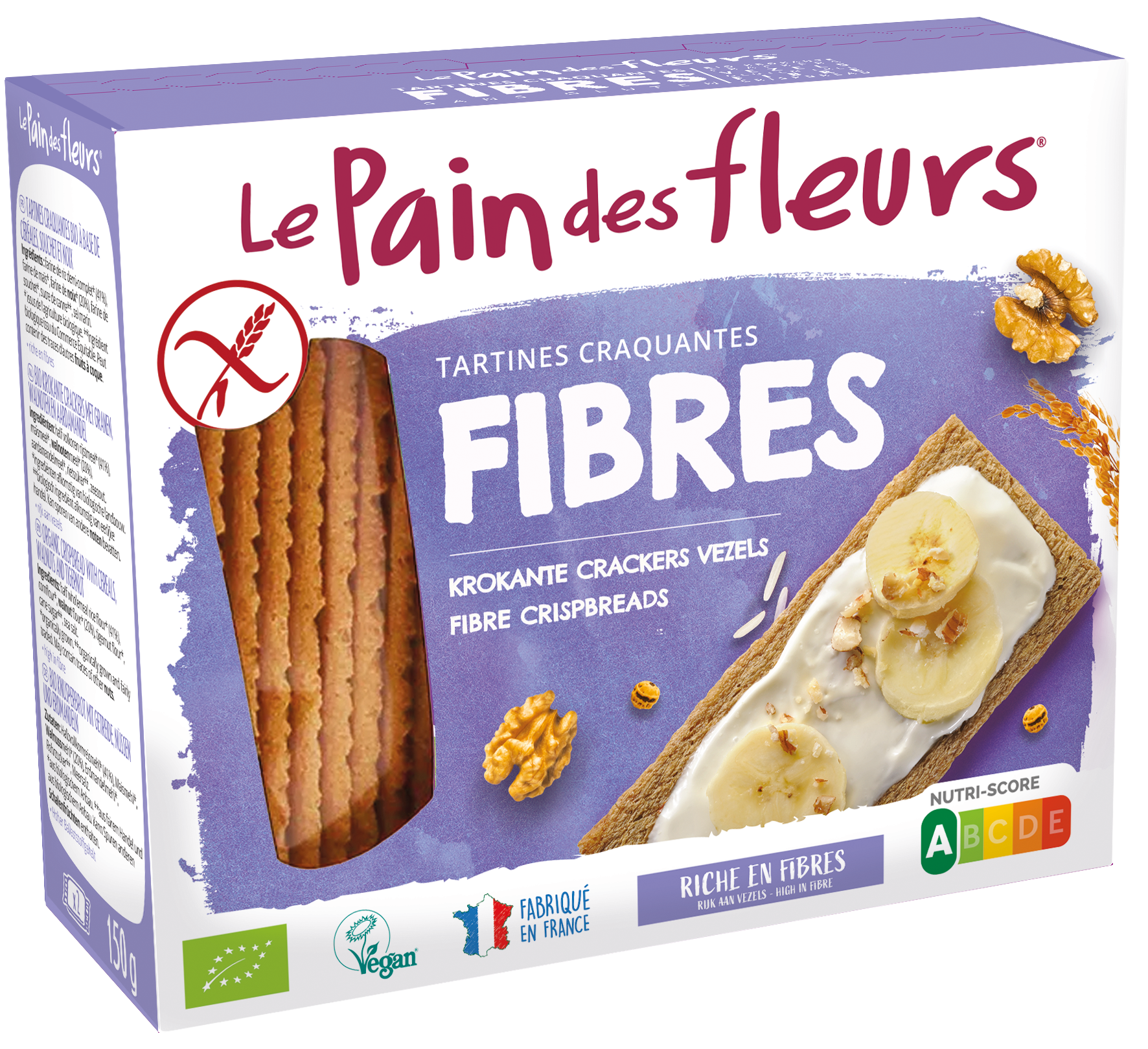 Pain Des Fleurs Krokante crackers vezels glutenvrij bio 150.00 Gram