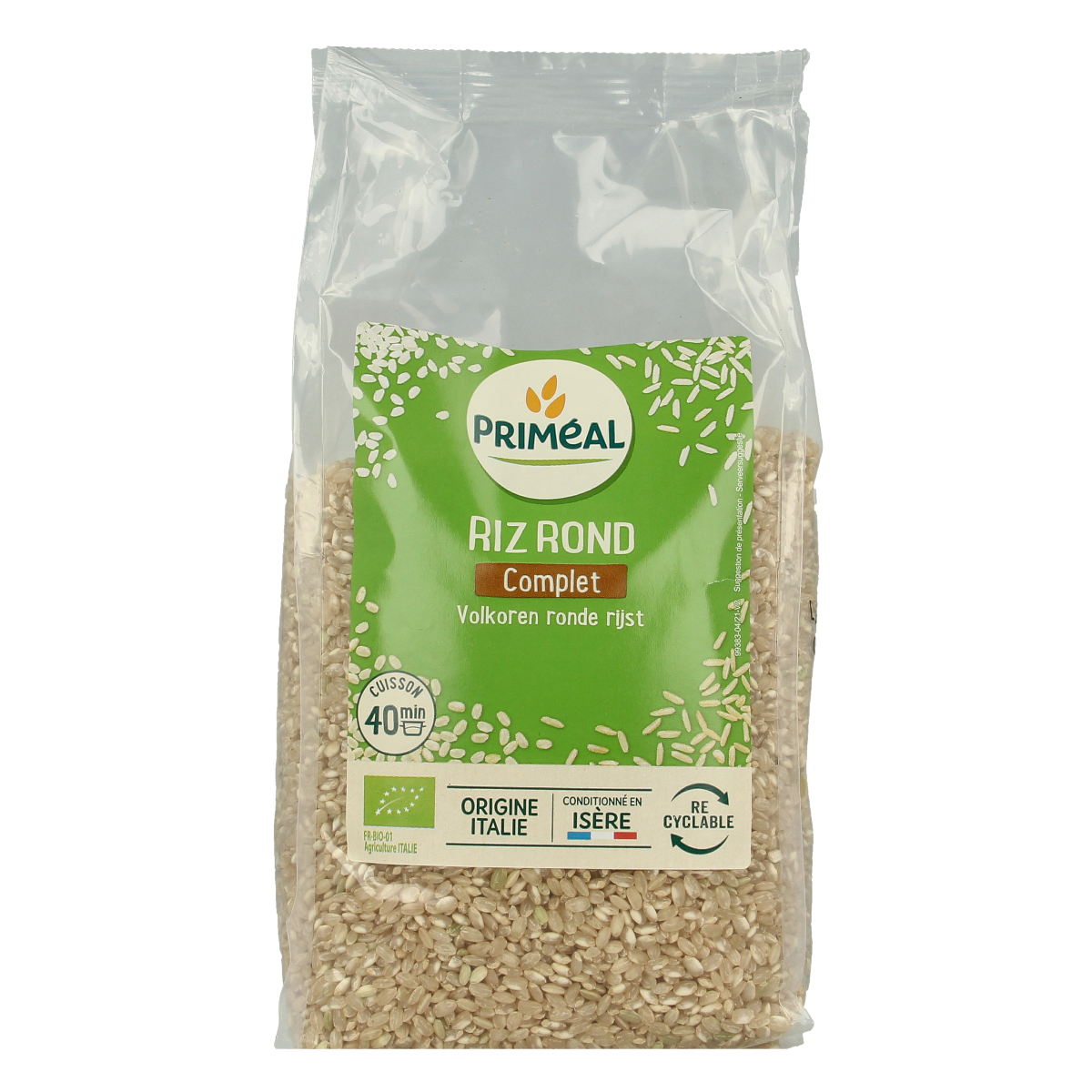 Primeal Volkoren ronde rijst uit Italie bio 1.00 Kilogram