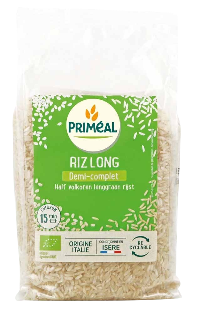 Primeal Halfvolkoren langgraan rijst bio 1 Kilogram