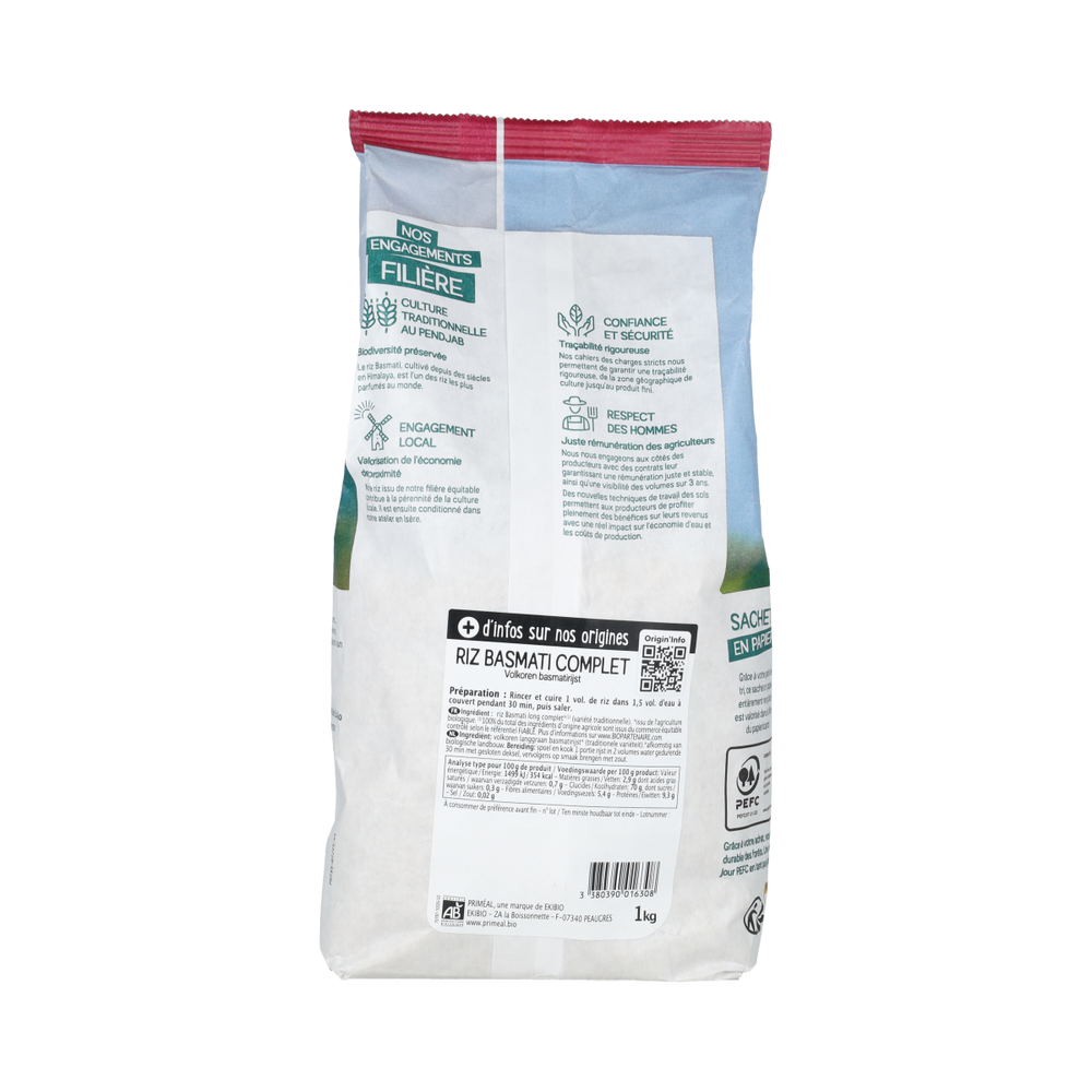 Primeal Volkoren basmati rijst bio 1.00 Kilogram