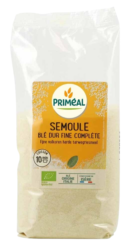 Primeal Fijn volkoren harde tarwegriesmeel bio 500.00 Gram