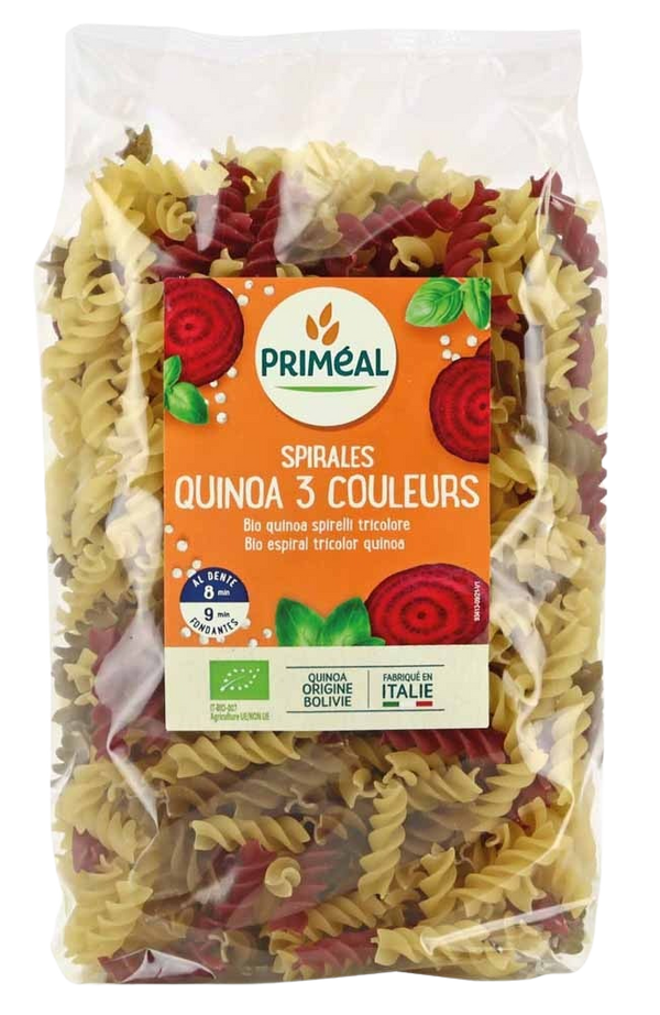 Primeal Organic fusilli 3 kleur tarwe quinoa bio 500.00 Gram