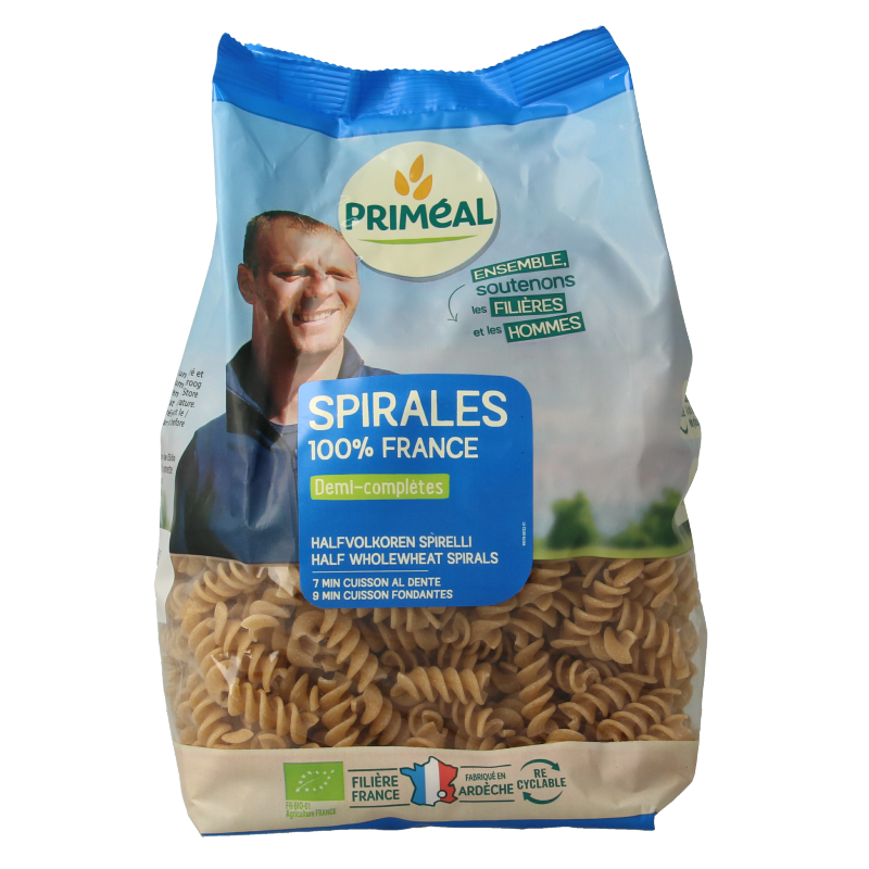 Primeal Halfvolkoren spiralen bio 500 Gram
