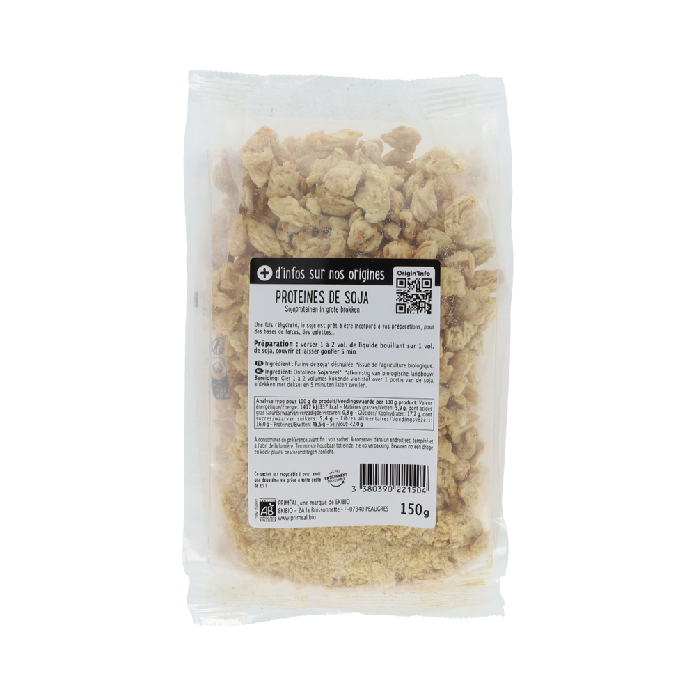 Primeal Sojaproteine grote brokken bio 150.00 Gram