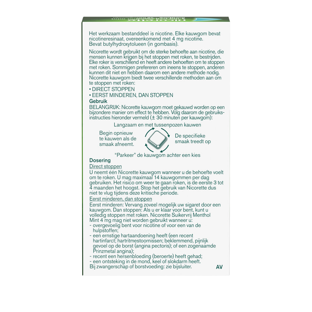 Nicorette Kauwgom 4mg menthol mint 30.00 Stuks