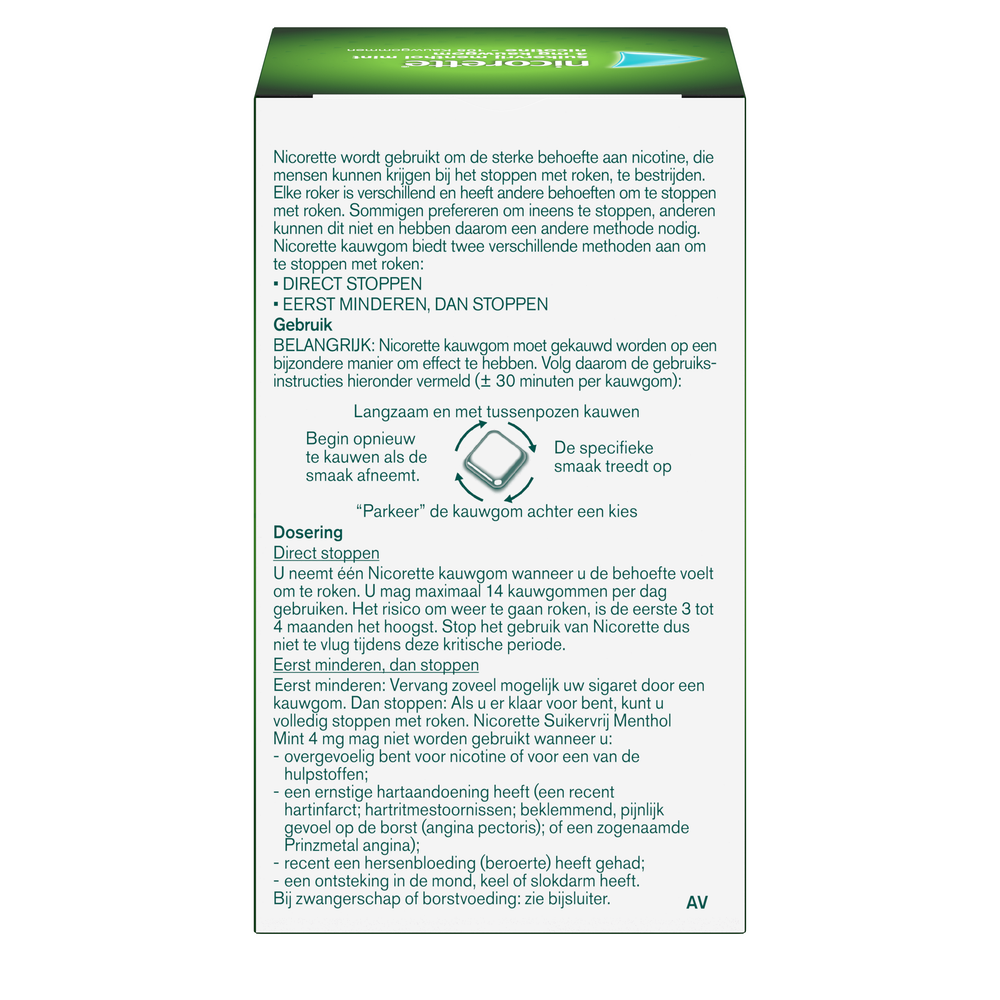 Nicorette Kauwgom 4mg menthol mint 105.00 Stuks