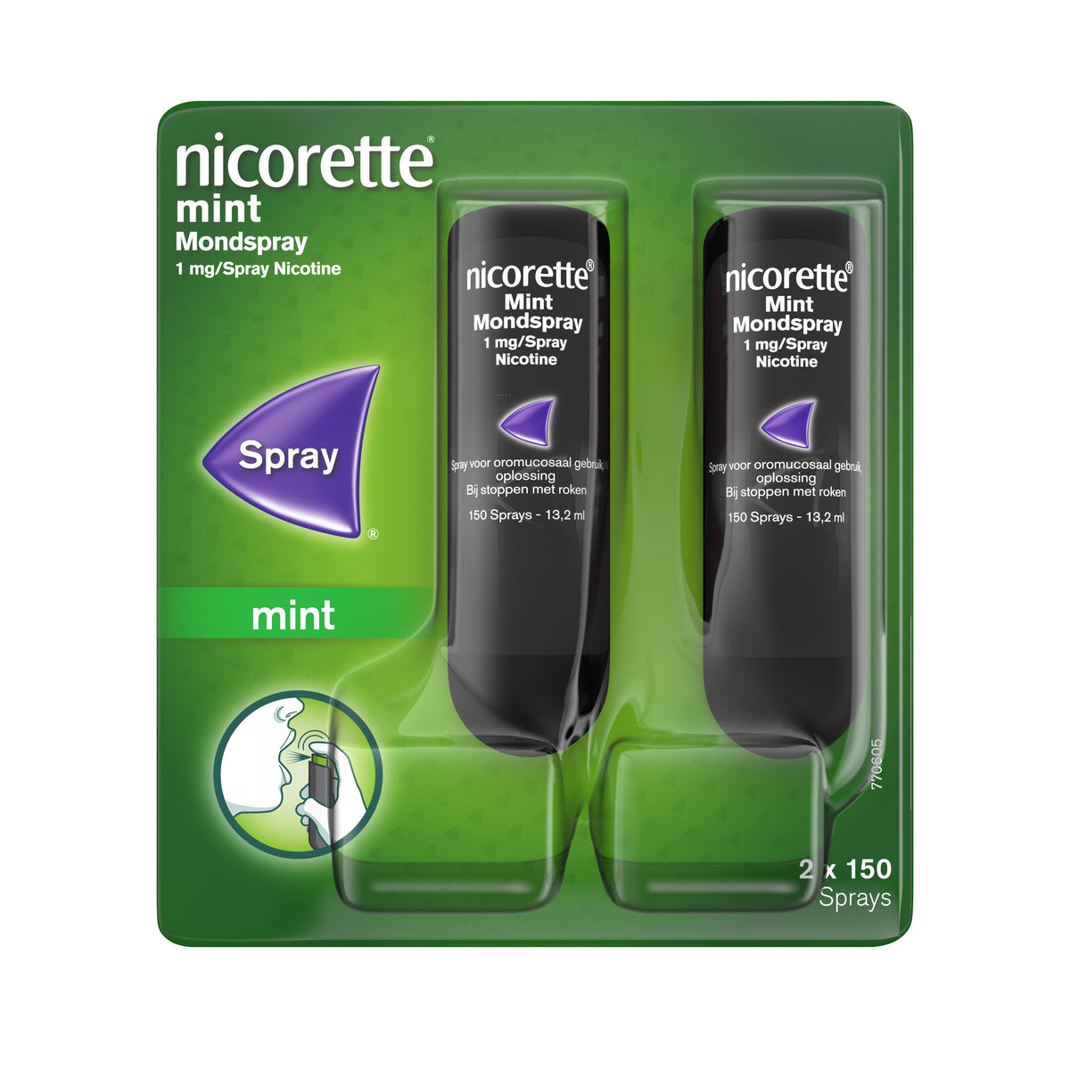 Nicorette Mondspray mint 1mg duo verpakking 1.00 Set