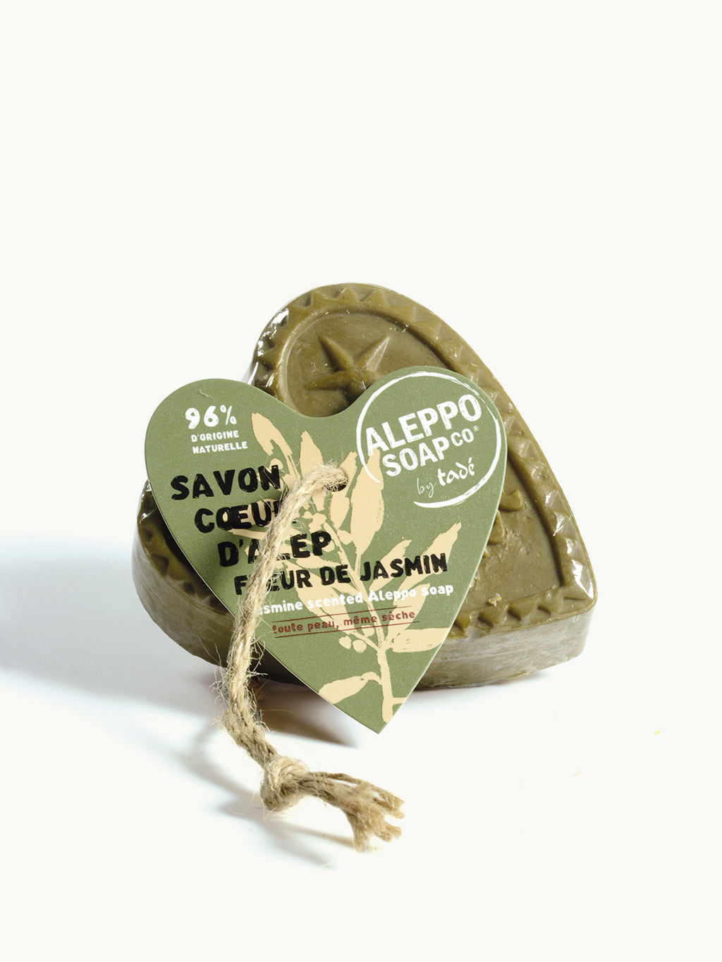 Aleppo Soap Co Savon d'Alep hart fleur de jasmin met touw 150 Gram