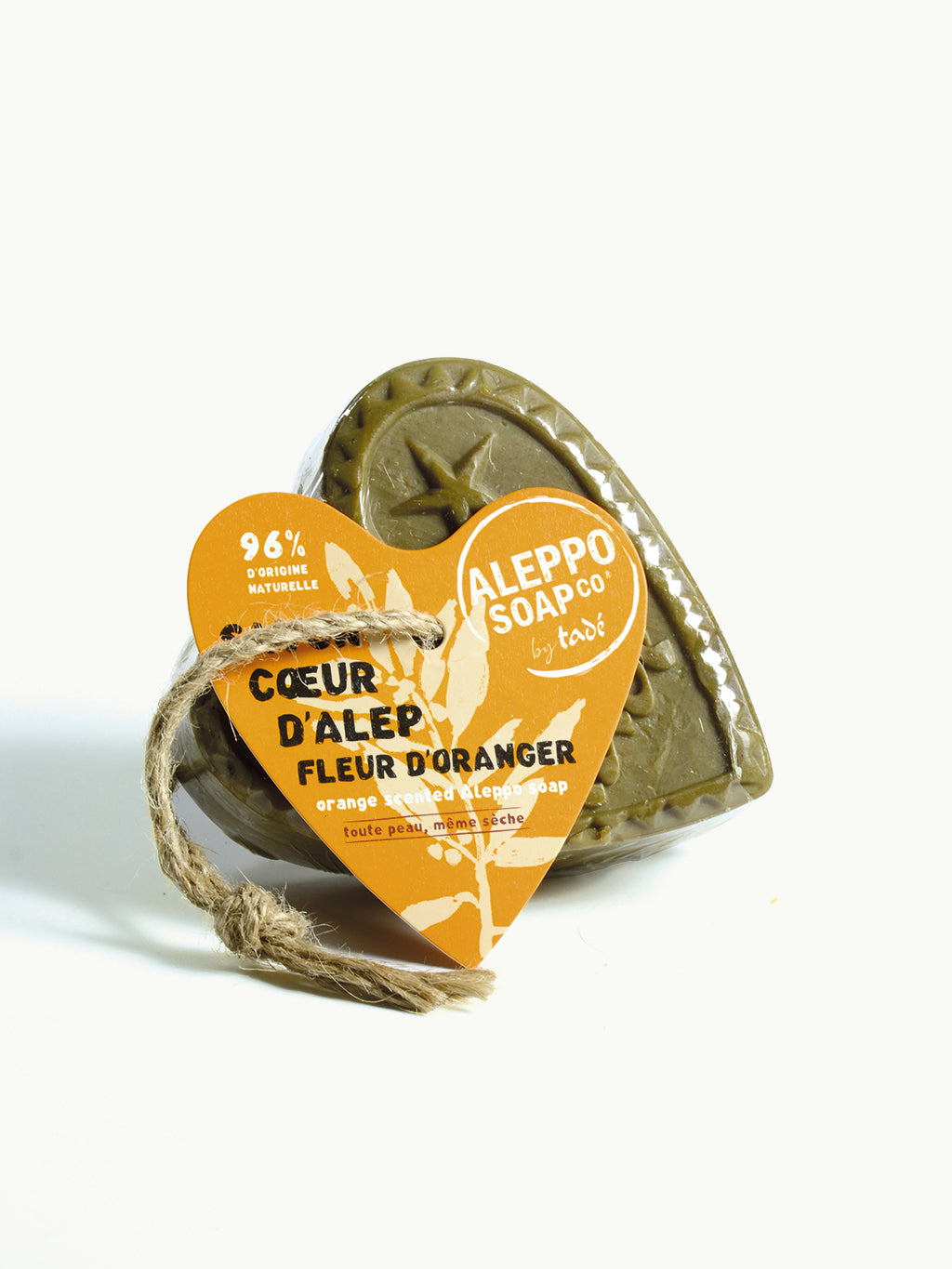 Aleppo Soap Co Savon d'Alep hart fleur de oranger met touw 150 Gram