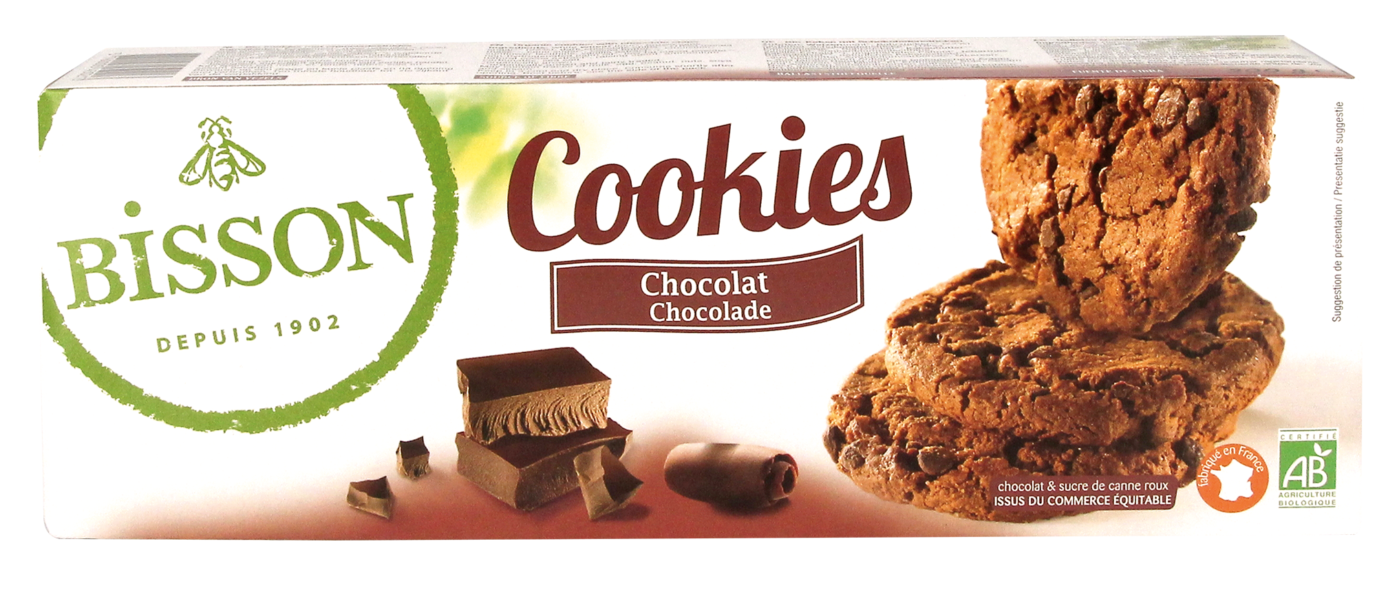 Bisson Chocolade cookies met stukjes pure chocola bio 200 Gram