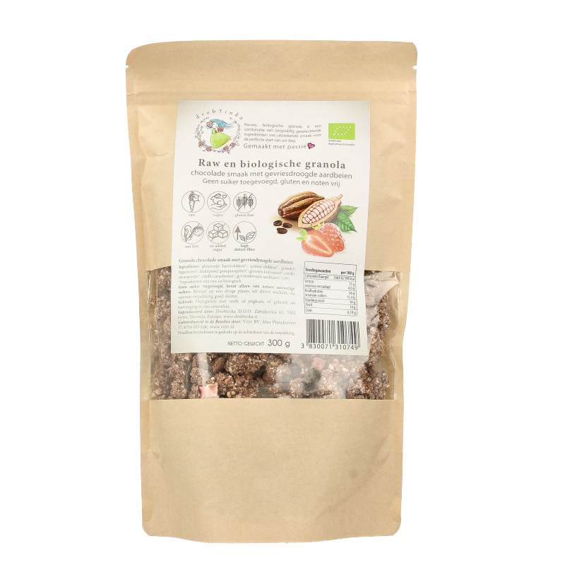 Vitiv Tijgernoot granola chocolade aardbei bio 300 Gram
