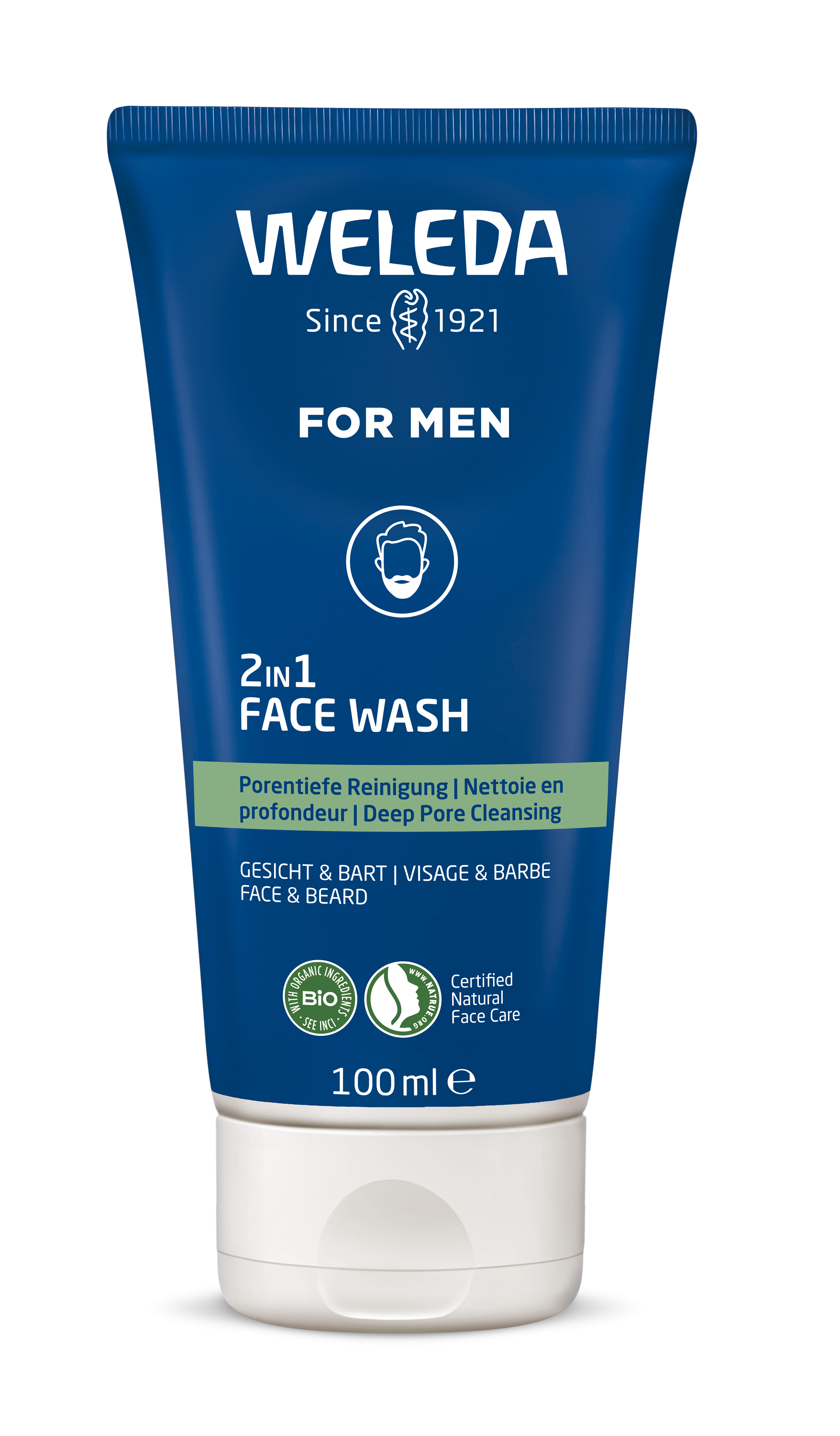 Weleda Men 2 in1 reinigingsgel gezicht en baard 100.00 Milliliter