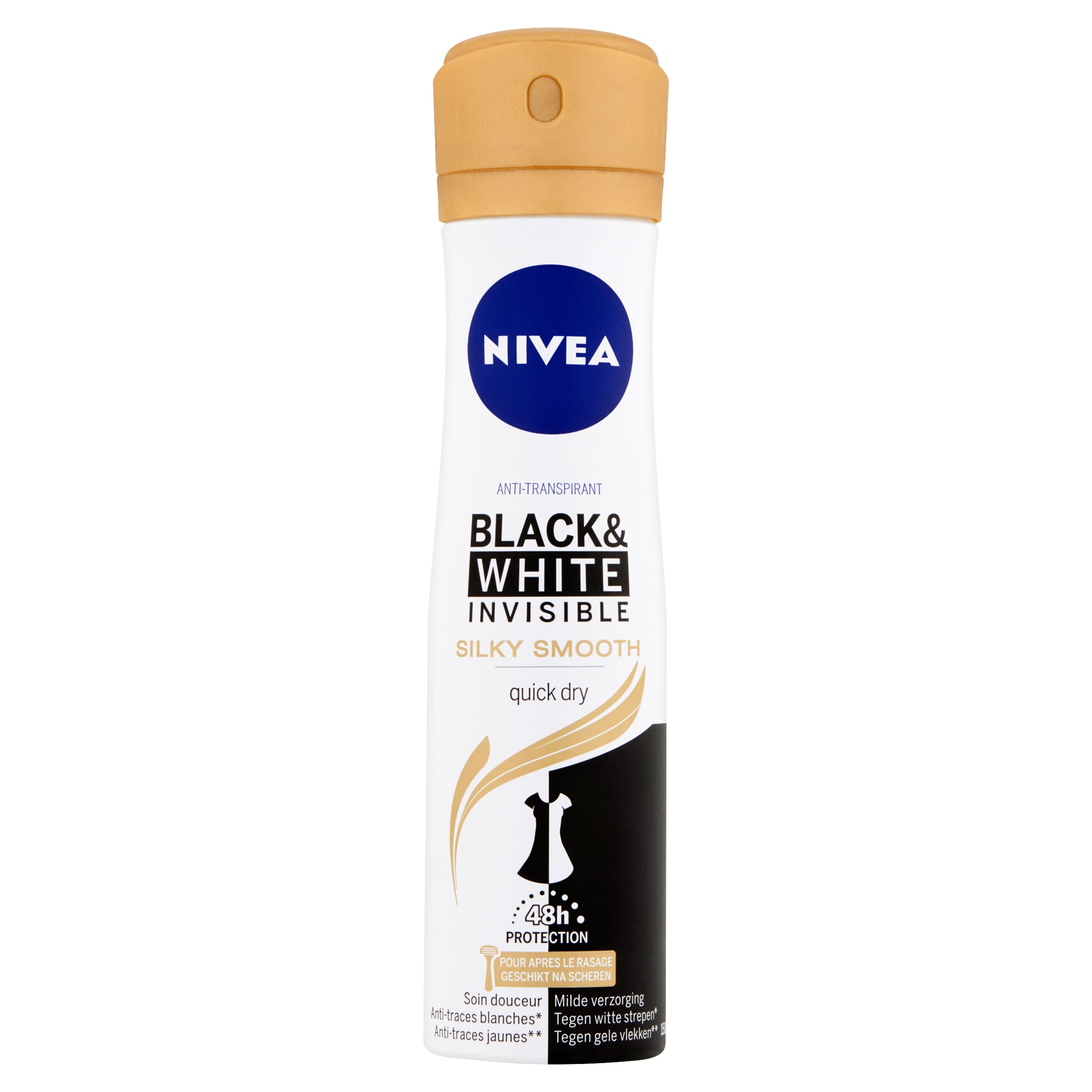 Nivea Deodorant black & white silky smooth spray 150.00 Milliliter