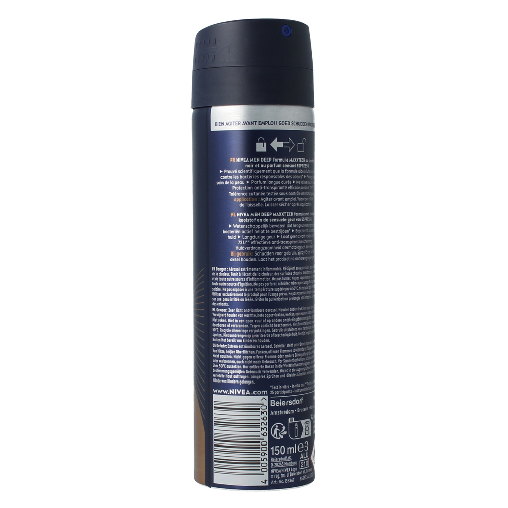 Nivea Men deodorant deep espresso spray 150.00 Milliliter