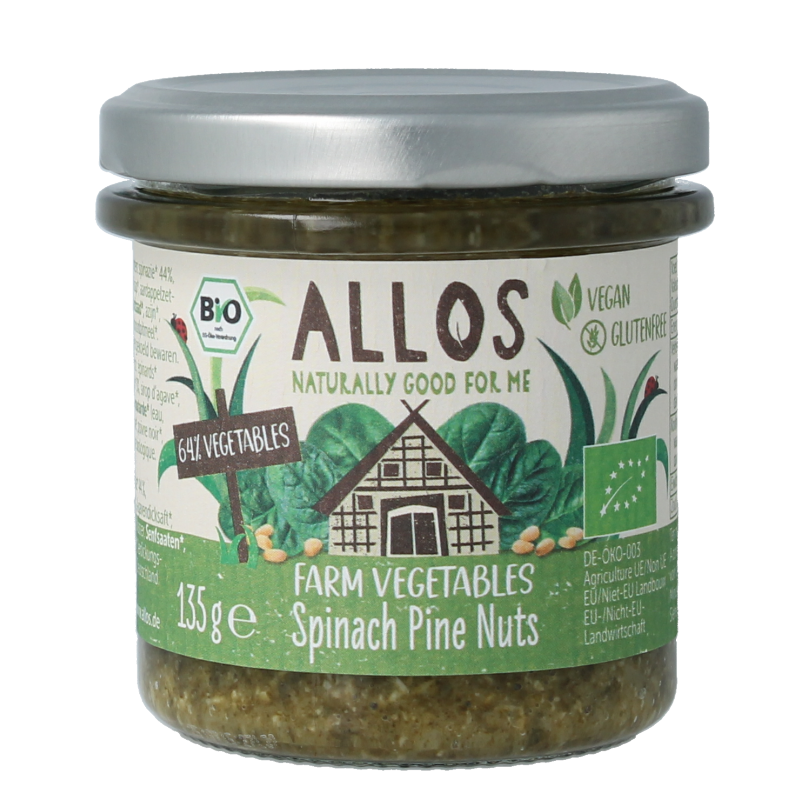 Allos Farm vegetables spinazie & pijnboompitten bio 135 Gram