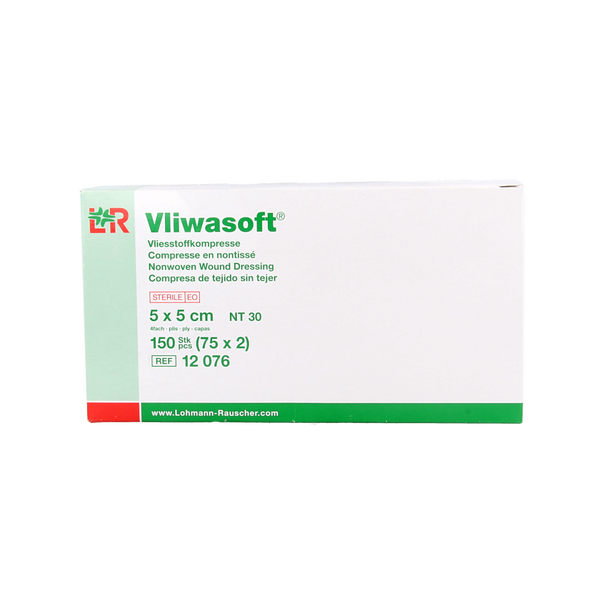Vliwasoft Vlieskompres 5 x 5cm 4-laags 75 x 2 stuks 150.00 Stuks